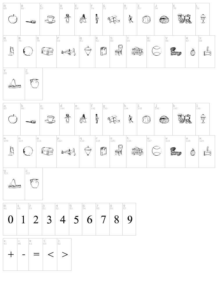 Textbook Math font map